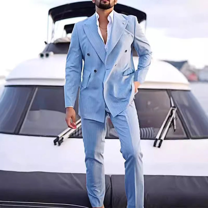 Elegant double-breasted suit for men with a striped pattern Lune London