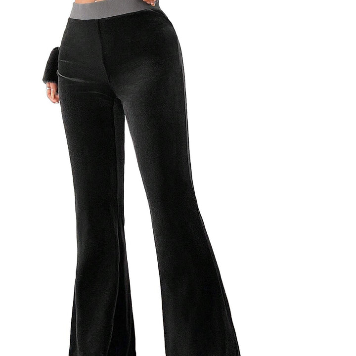 Pantalon en velours évasé pour femme avec taille élastique et design scintillant Chic & Stil