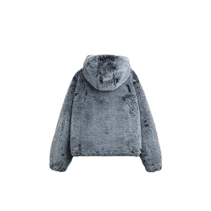 Ladies plush teddy jacket with high collar and practical pockets Lune London