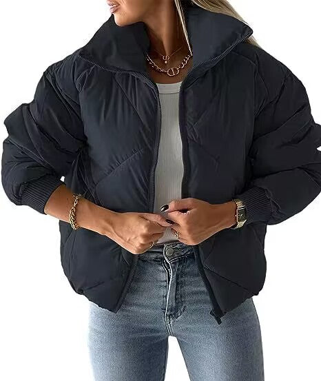 Ladies thermal insulated quilted jacket with high collar and elastic cuffs Lune London