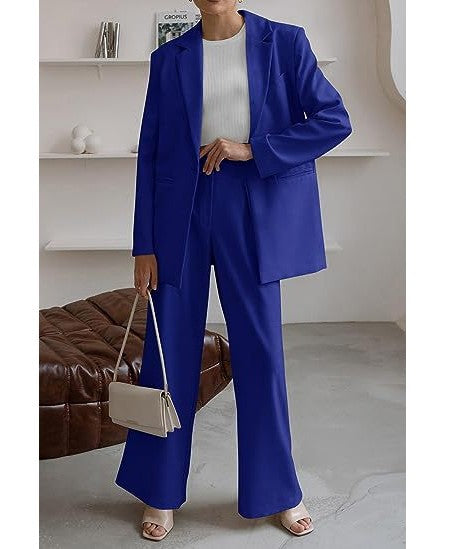 Chic and Stylish Elegant Set for Women with Wide Trousers and Modern Blazer