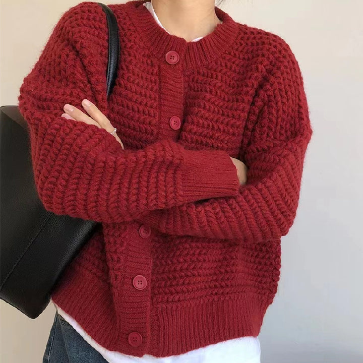 Cardigan chunky en tricot pour femmes avec boutons décoratifs et coupe décontractée Chic & Stil