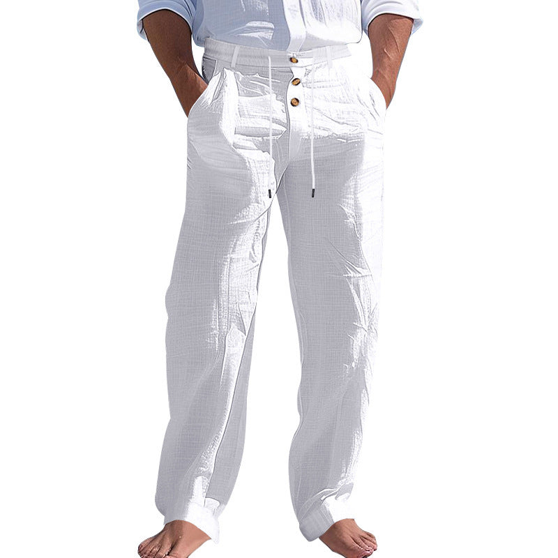 Comfortable beach pants for men with elastic waistband and button closure Lune London