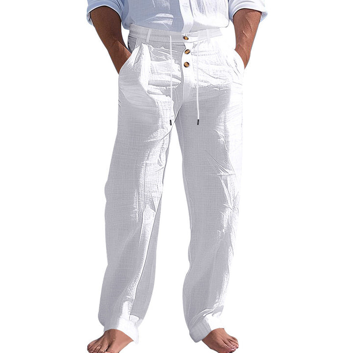 Comfortable beach pants for men with elastic waistband and button closure Lune London