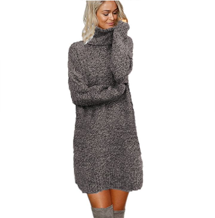 Knit dress for women with turtleneck in cozy material Lune London