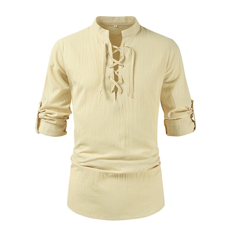 Casual long sleeve shirt for men with lace-up closure Lune London