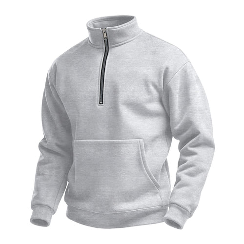 Fleece pullover for men with high collar and practical kangaroo pocket Lune London