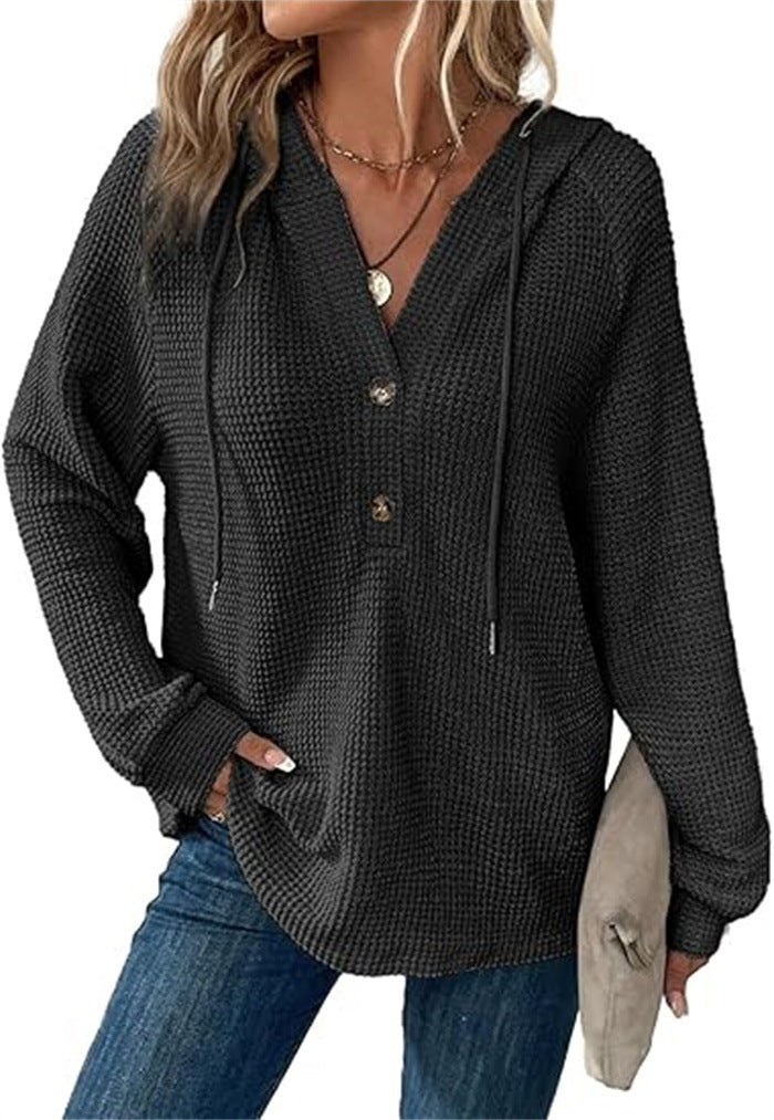 Ladies hooded sweatshirt in waffle texture Lune London