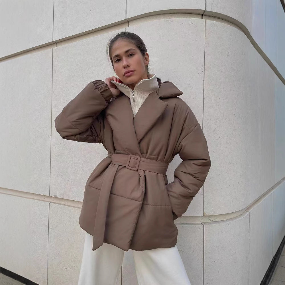 Elegant quilted coat for women with adjustable belt Lune London