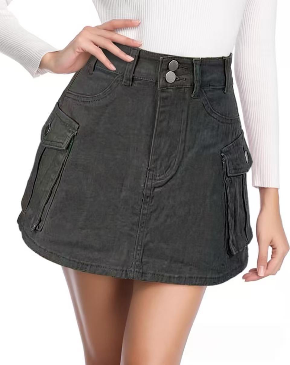 Women's denim mini skirt with patch pockets and modern details Lune London