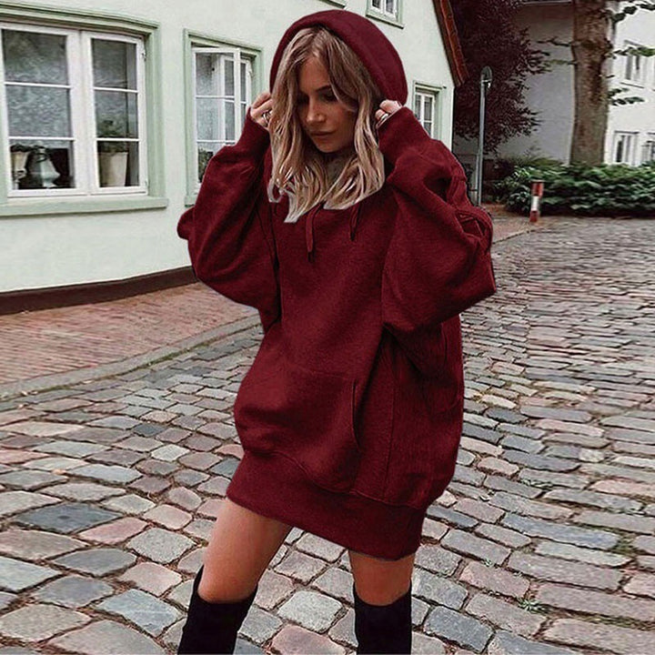 Hoodie dress for women in an oversized casual style with kangaroo pocket Lune London