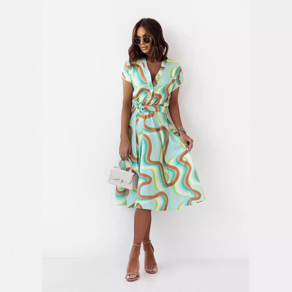 Ladies Tropical Print Shirt Dress Lune London