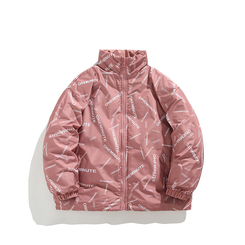 Ladies down jacket with modern print and high collar Lune London