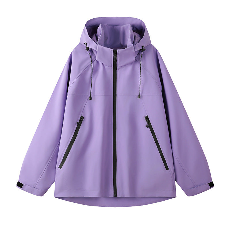 Technical jacket for women with adjustable hood and functional zip pockets Lune London