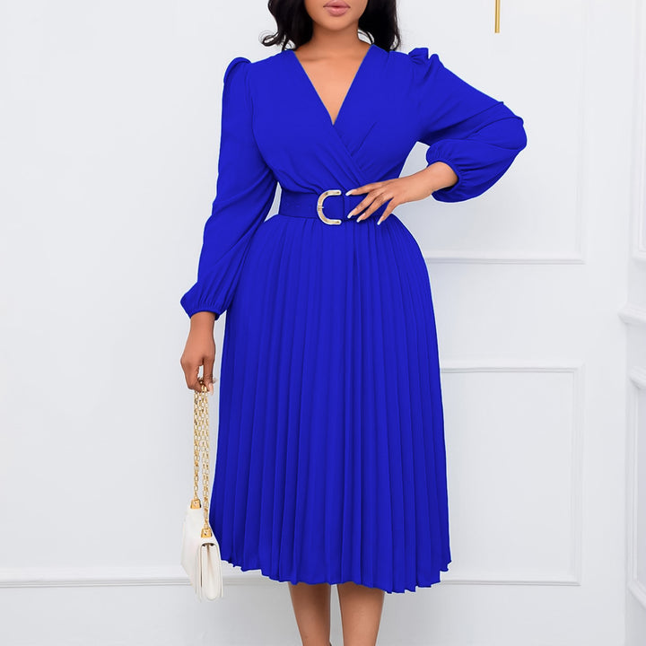 Wrap dress for women with elegant pleats and a fitted belt Lune London