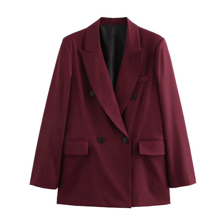 Elegant women's double-breasted blazer in structured fabric Lune London