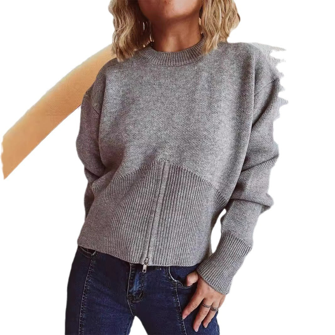 Pull femme mode avec fermeture éclair texturée et coupe décontractée Chic & Stil