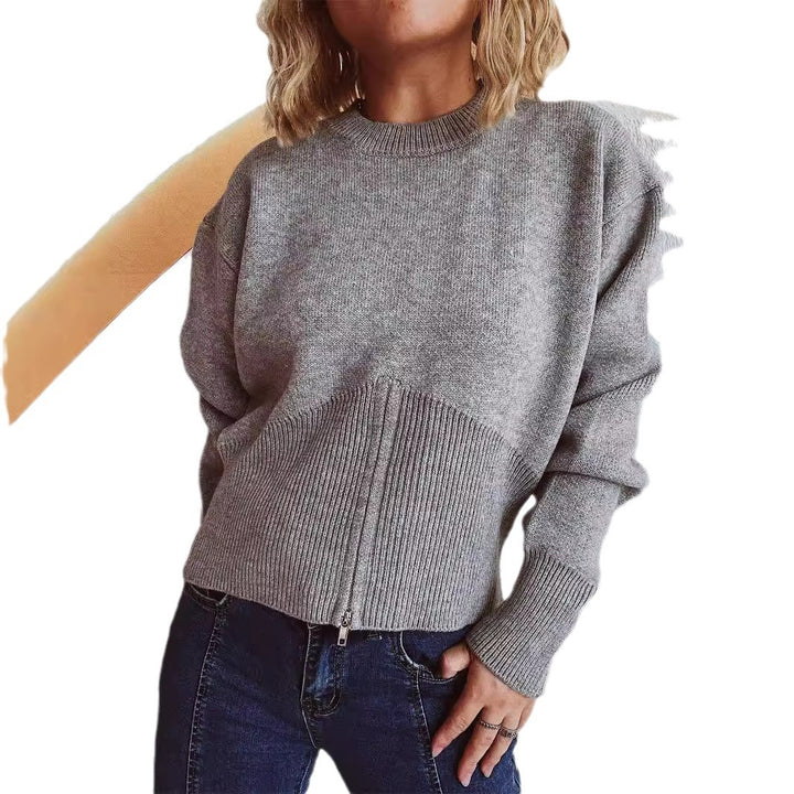 Pull femme mode avec fermeture éclair texturée et coupe décontractée Chic & Stil
