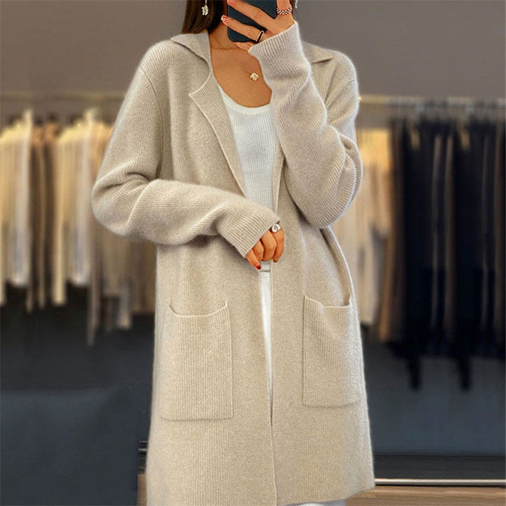 Oversized women’s cardigan with a deep V-neck and practical pockets Lune London
