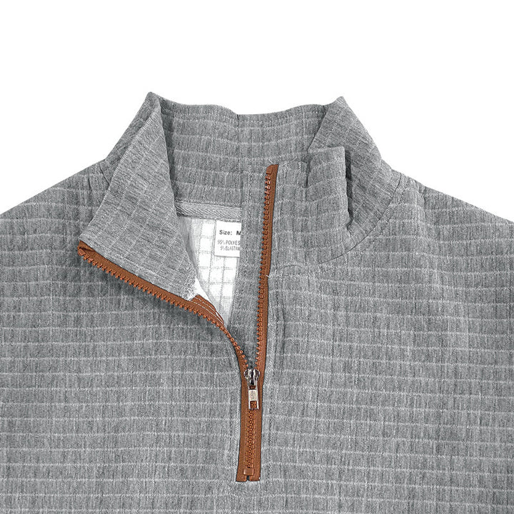 Sporty pullover for men with half-zip closure and textured surface Lune London