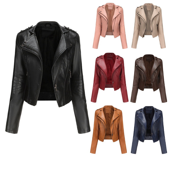 Women Stylish Biker Jacket with Asymmetrical Zipper and Detail Seams Lune London