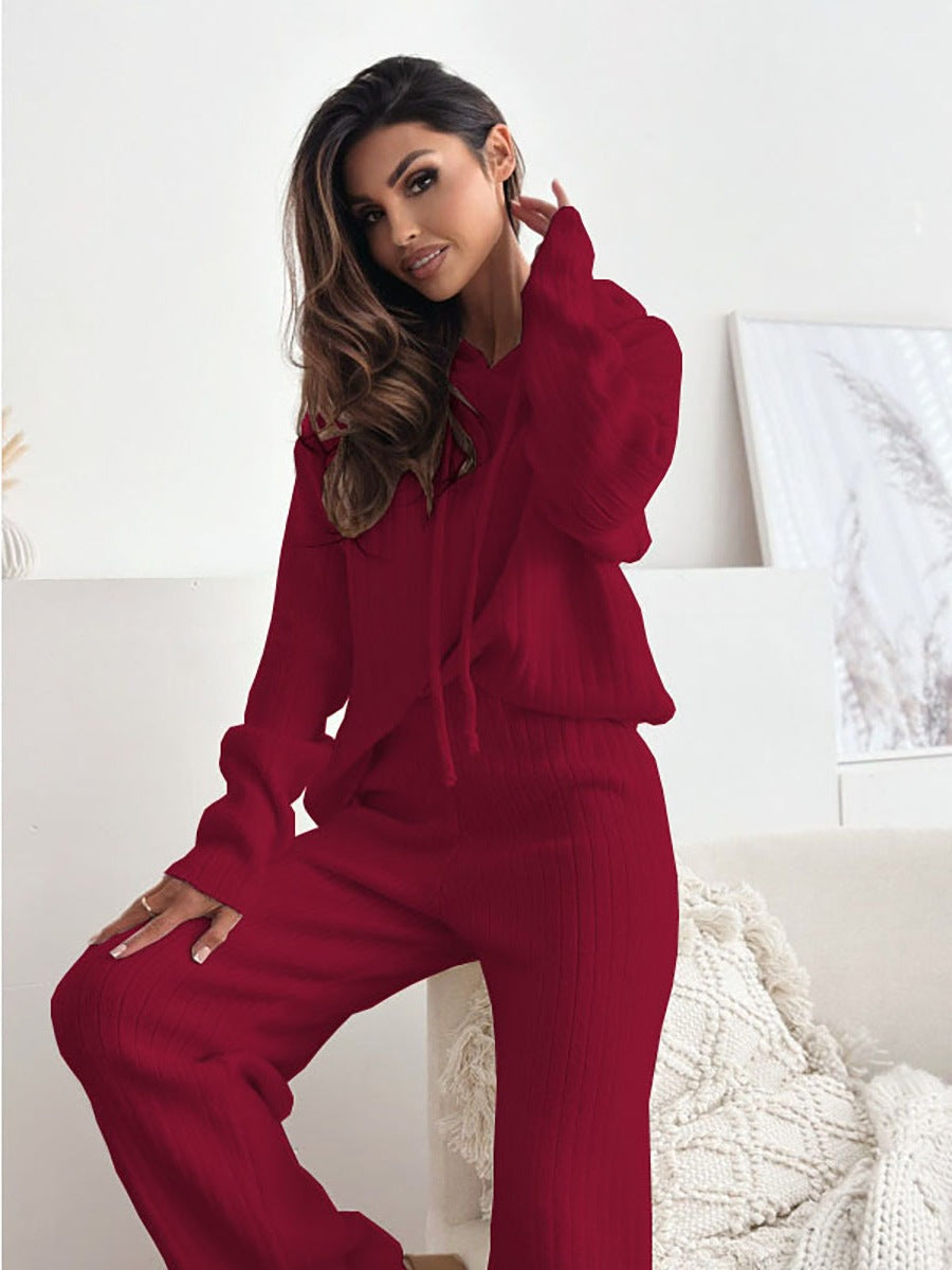 Ladies comfortable knit jumpsuit with hood Lune London