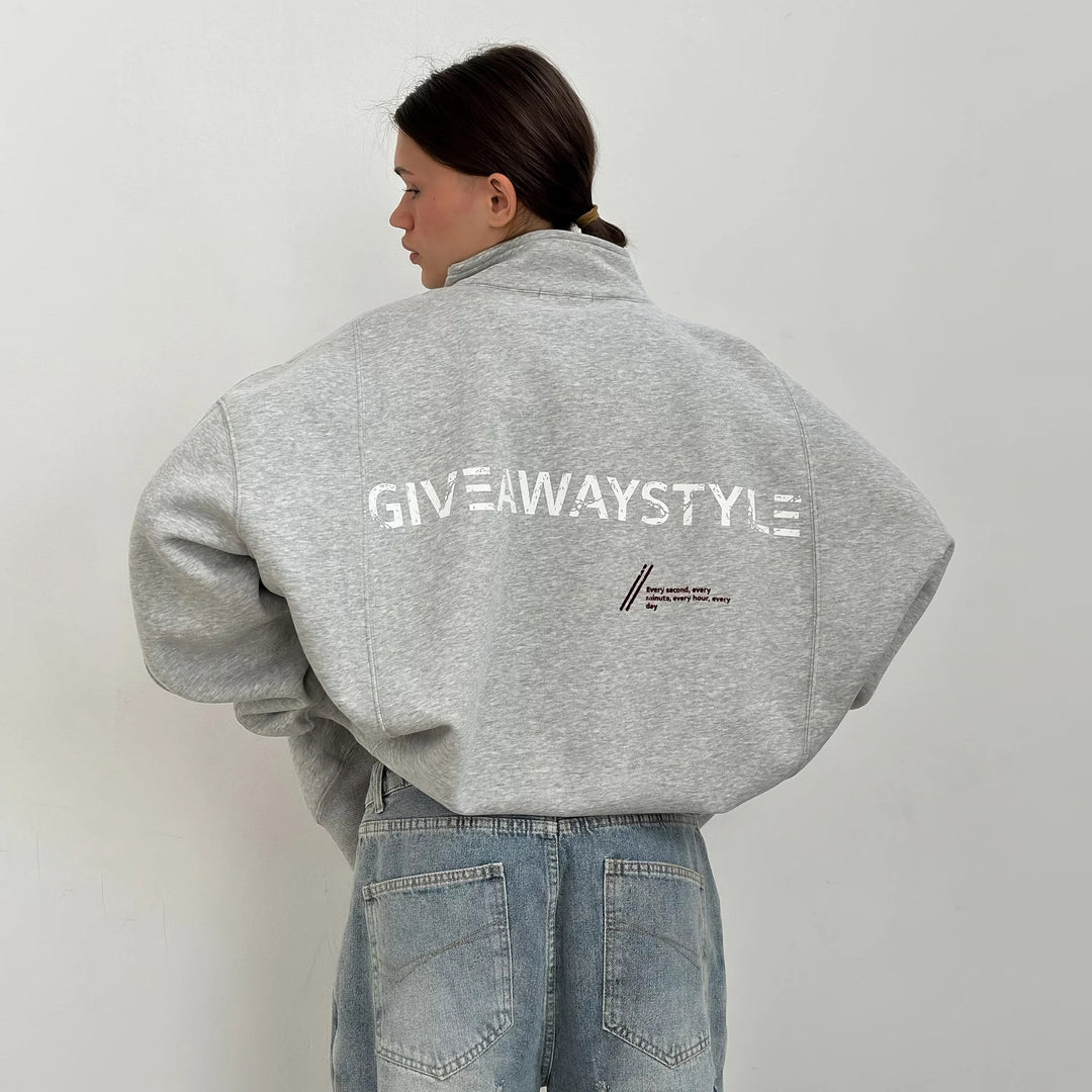 Oversized casual jacket for women with urban inscription Lune London