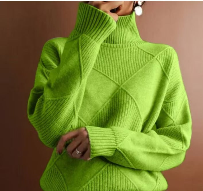 Oversized sweater for women with high collar and structured design Lune London