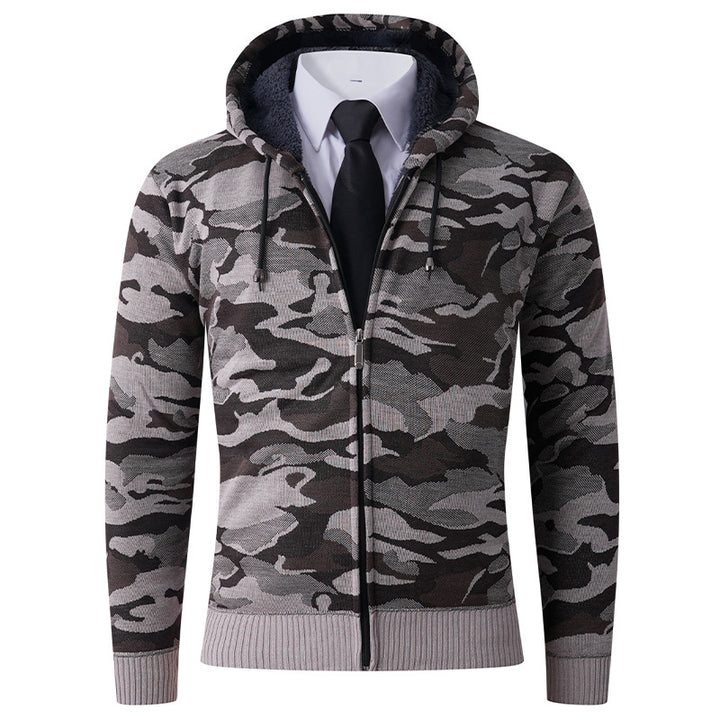 Trendy hooded jacket for men with lined hood and powerful camouflage pattern Lune London