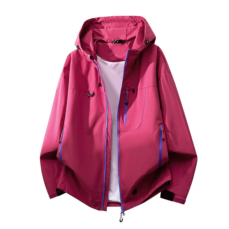 Technical outdoor jacket for women with multifunctional pockets and adjustable hood system Lune London