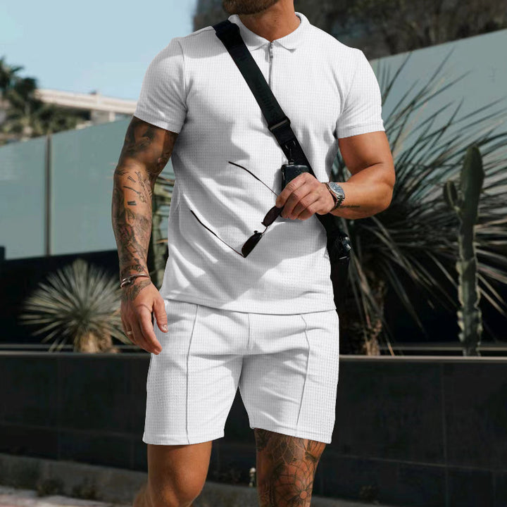 Men's polo shirt in structured fabric with practical side pockets Lune London