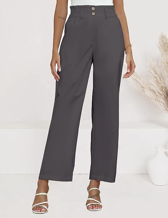 Wide Palazzo Trousers for Women with Elastic Waist and Practical Button Details Lune London