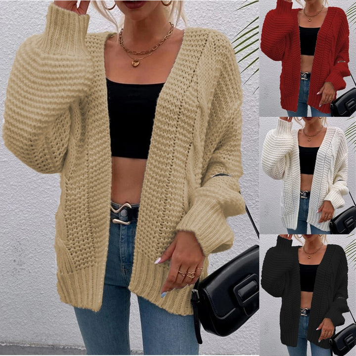 Cardigan en tricot épais pour femmes avec poches ouvertes confortables et coupe décontractée Chic & Stil