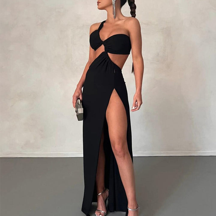 Robe Maxi Couture Femme avec Design Asymétrique et Drapé Élégant Chic & Stil