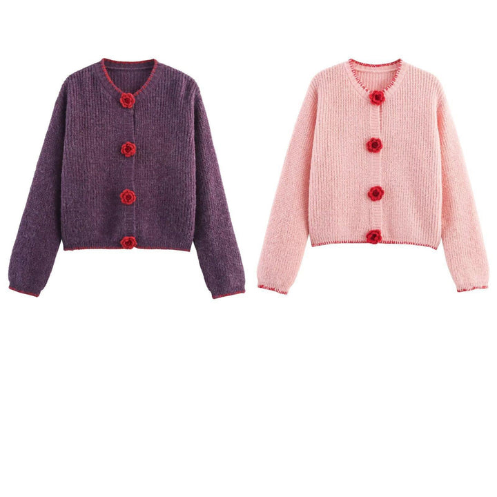 Ladies cardigan with floral appliqués Lune London
