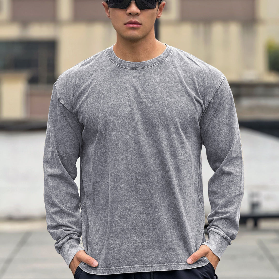 Long sleeve shirt for men in soft cotton blend with a trendy washed effect Lune London