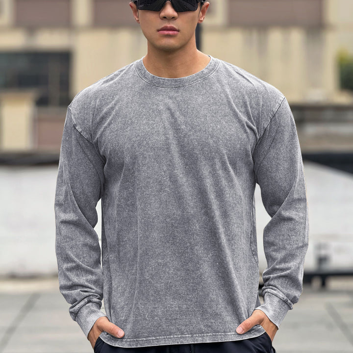 Long sleeve shirt for men in soft cotton blend with a trendy washed effect Lune London