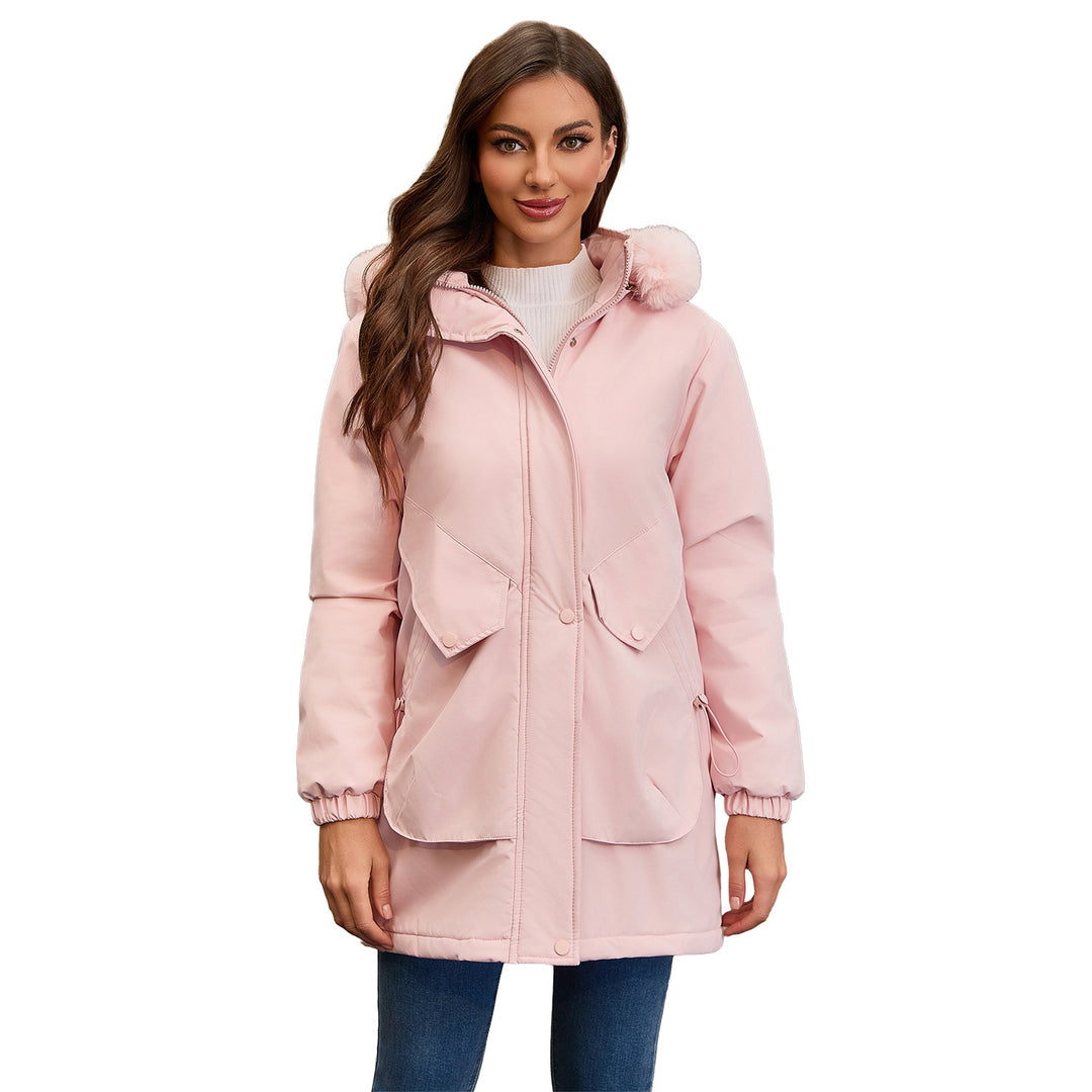 Ladies waterproof parka jacket with cozy faux fur collar Lune London