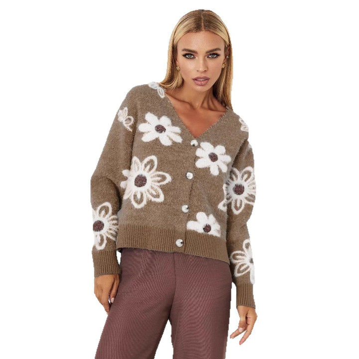 Lady knitted vest with floral patterns Lune London