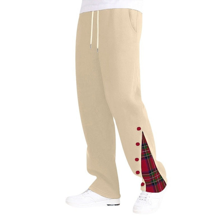 Casual sports pants for men with button details and tartan appliqués Lune London