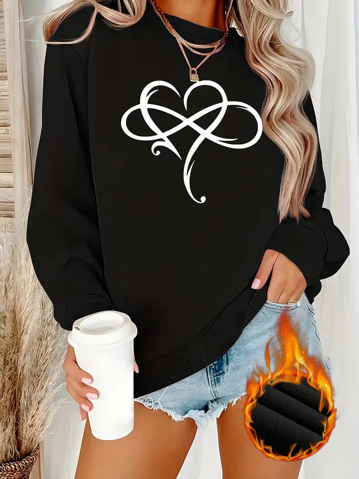 Sweatshirt pour femmes avec design de cœur créatif et coupe décontractée Chic & Stil