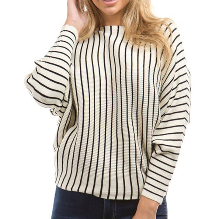Wide cut striped women's sweater with innovative design Lune London