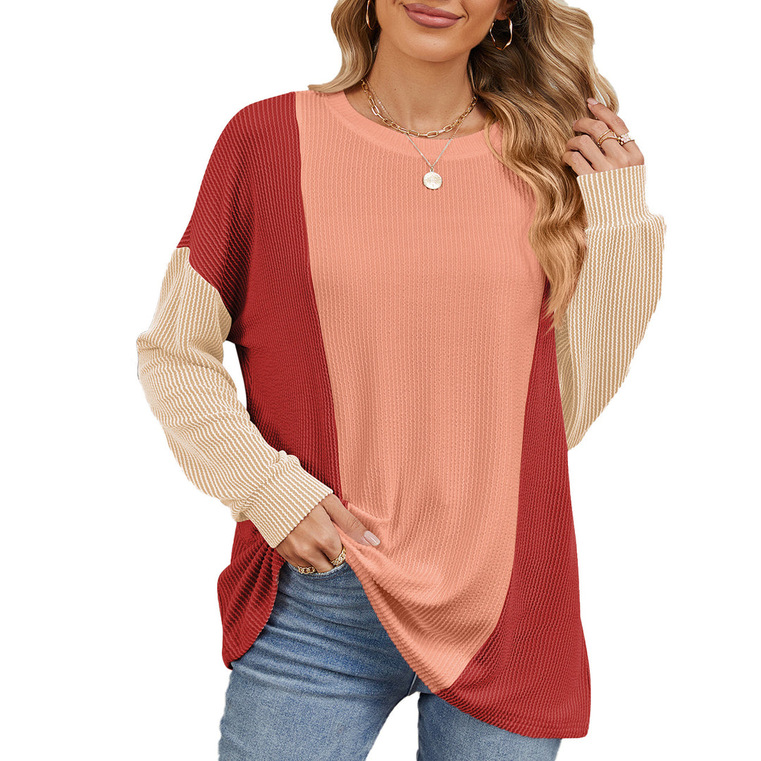 Oversized sweater for women with textured ribbed design and modern blocked color accents Lune London