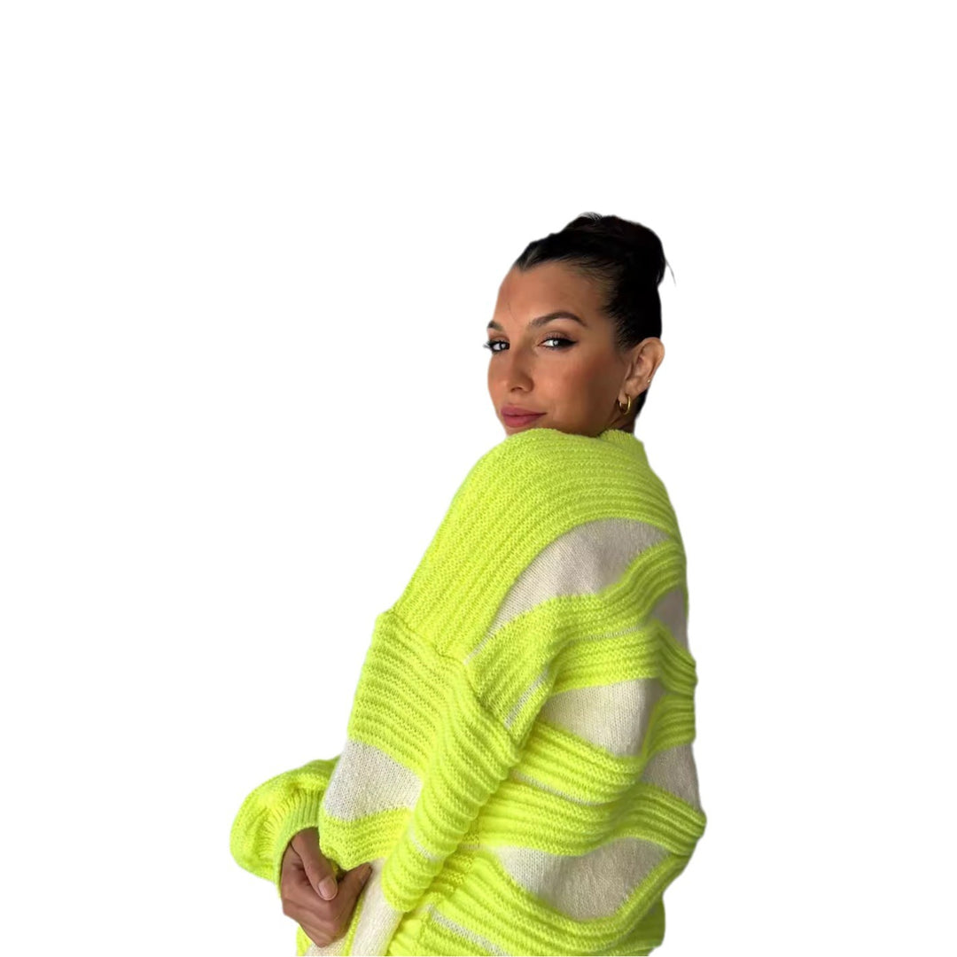 Dames pull en tricot surdimensionné avec motif en vagues Chic & Stil