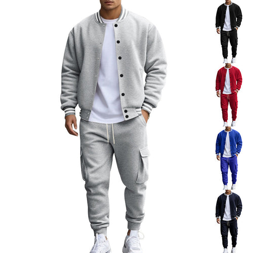Sport leisure suit for men with striped collar and practical pockets Lune London