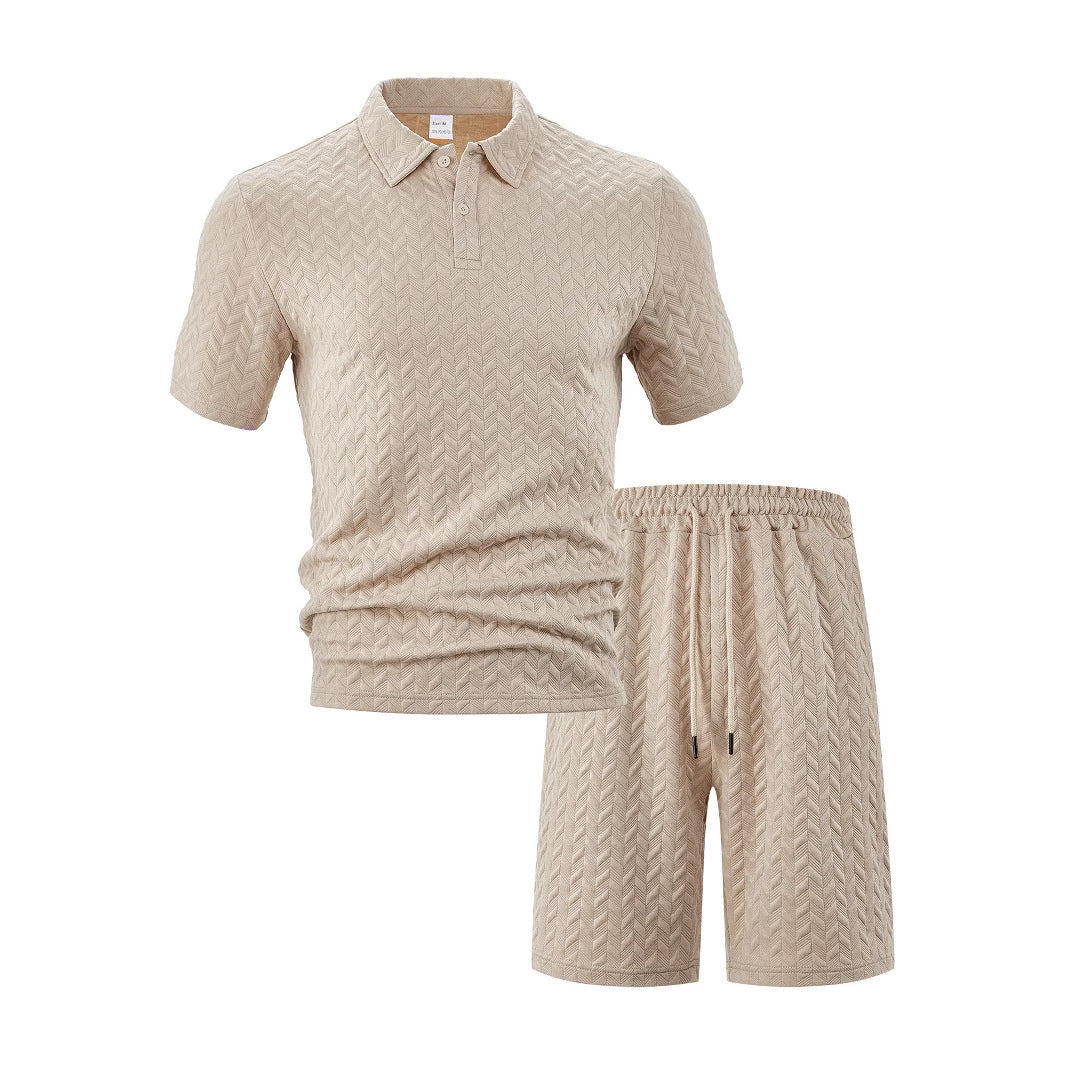 Men's polo and sports shorts set with structured pattern Lune London