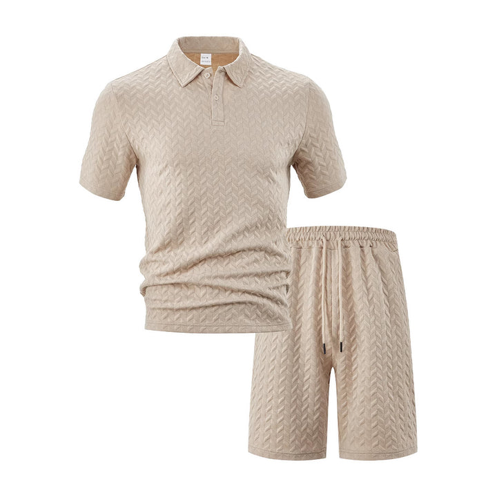 Men's polo and sports shorts set with structured pattern Lune London
