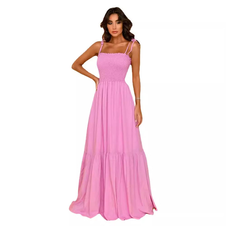 Maxi dress for women with elastic bodice and playful knot Chic & Stil