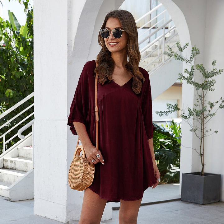 Casual kaftan dress for women with V-neck and 3/4 sleeves Lune London