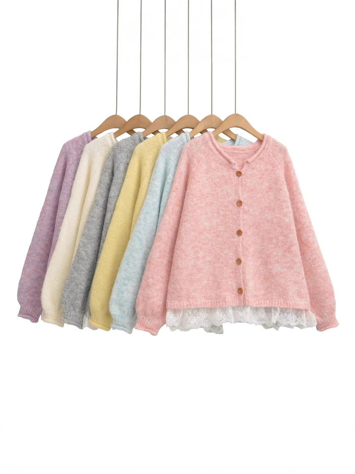 Ladies Elegant Knitted Vest with Lace and Chic Button Detail and Style